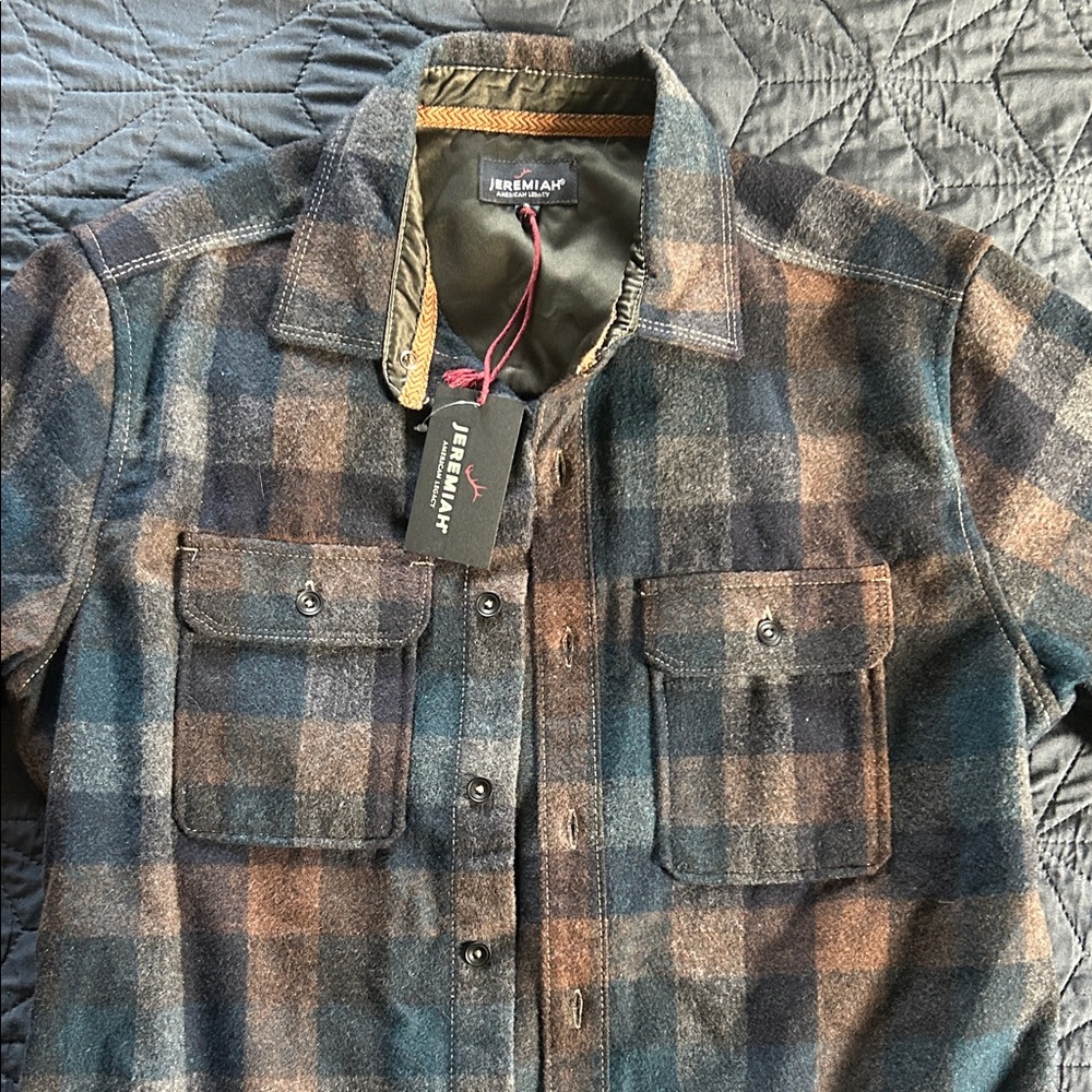 Jeremiah Men's Plaid Jacket / Heavy Flannel Shirt - Blue and Brown NWT size: S